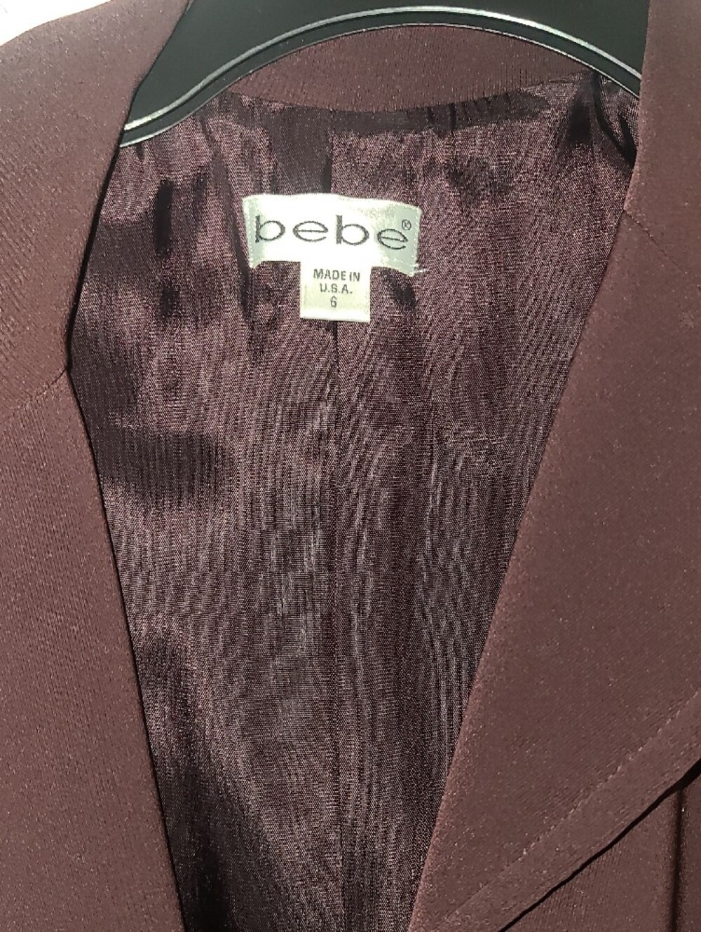 bebe Plum Single-Breasted Notch Lapel Blazer With Matching Skirt - Picture 3 of 11